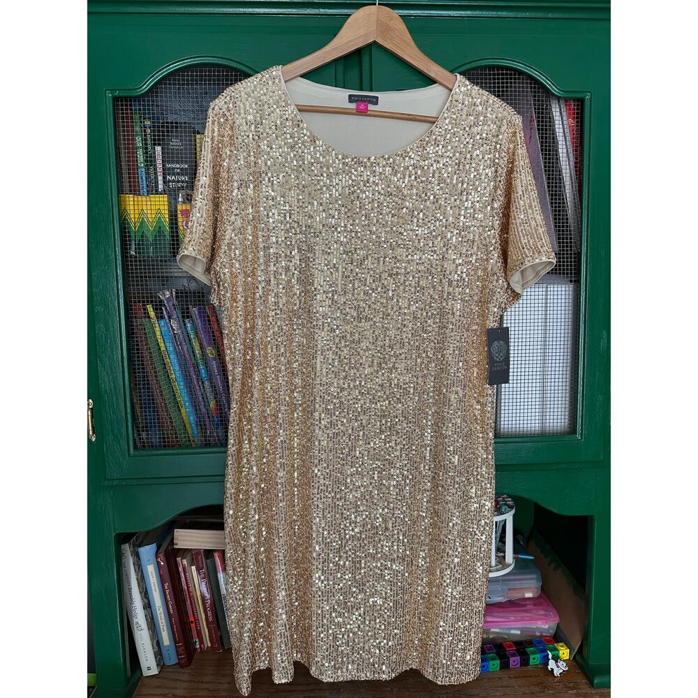 Vince Camuto Gold Sequin Dress Size XL NWT